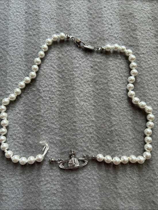 Vivienne Westwood Jewelry - Vivienne Westwood Pearl Necklace with Silver Orb Logo